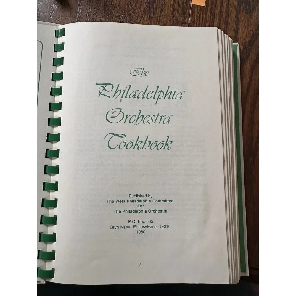 The Philadelphia‎ Orchestra Cookbook - Plastic Comb - VERY GOOD